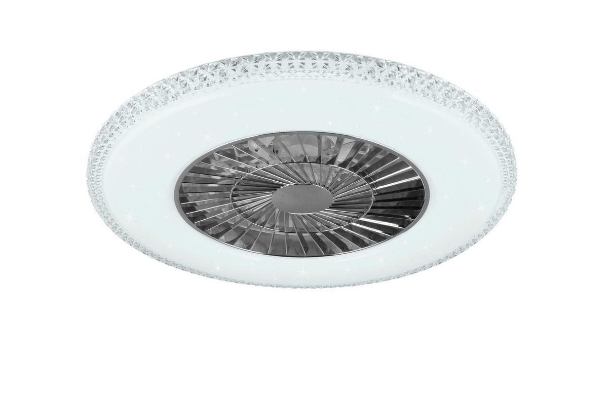 Deckenventilator Harstad Weiß Chromfarben Transparent - Chromfarben/Transparent, Trend, Kunststoff (60/18cm)