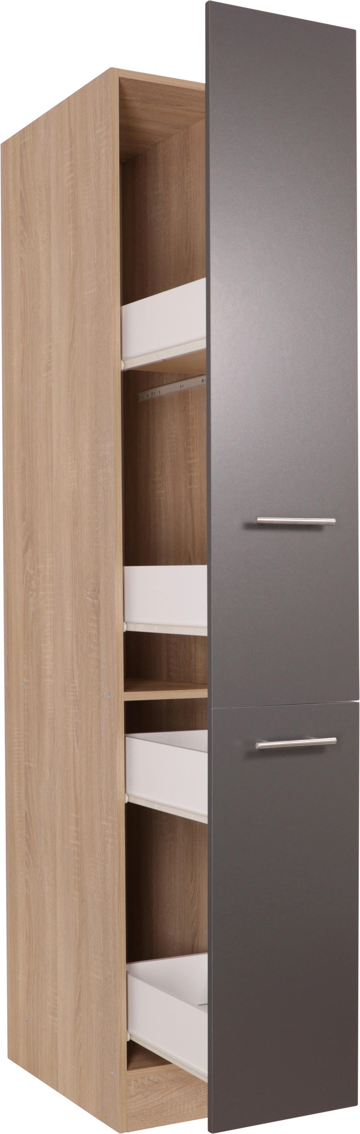 Apothekerschrank Merle Grau, Eiche Dekor B:30cm - Eichefarben/Grau, Basics, Holzwerkstoff (30/200/60cm) - Respekta