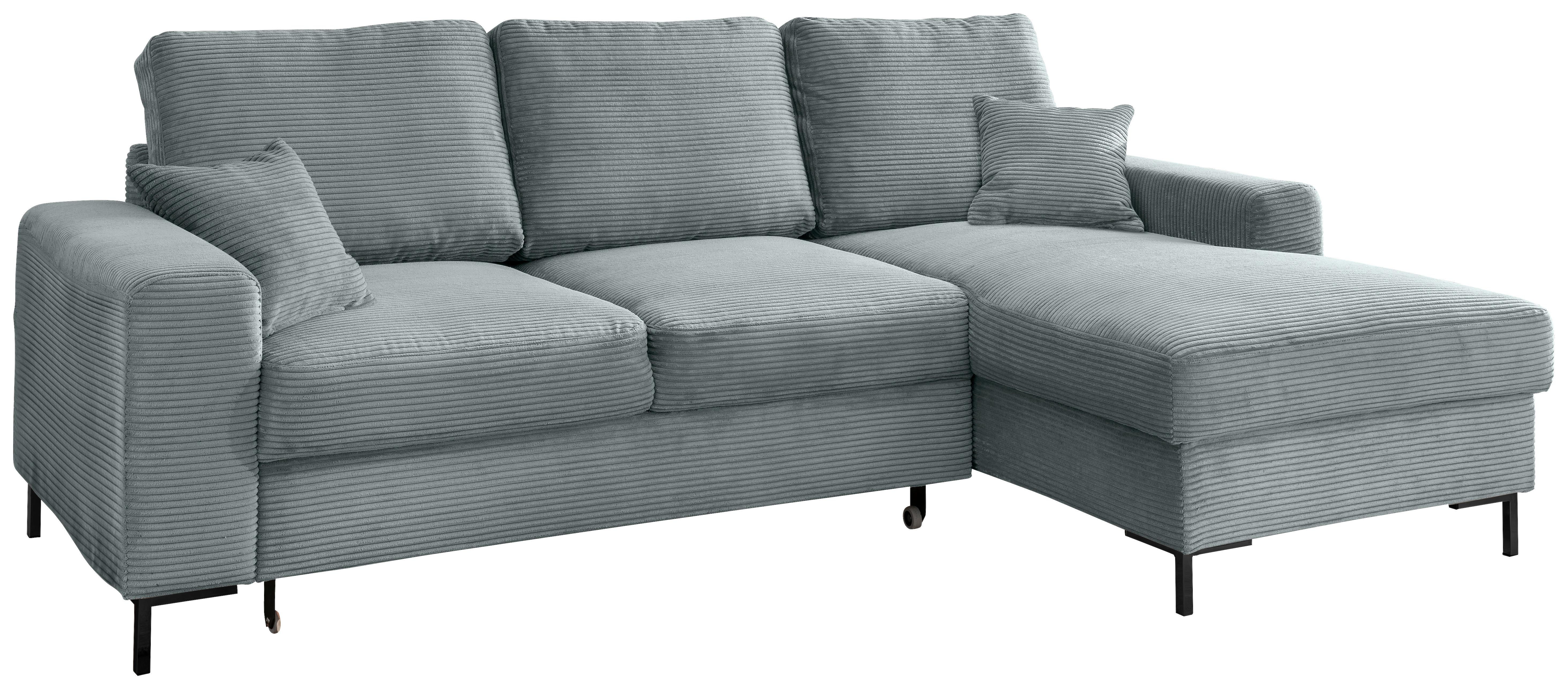 Eckschlafsofa Zona, Hellblau S: 237x143 Cm - Schwarz/Hellblau, KONVENTIONELL, Textil (237/143cm) - Livetastic