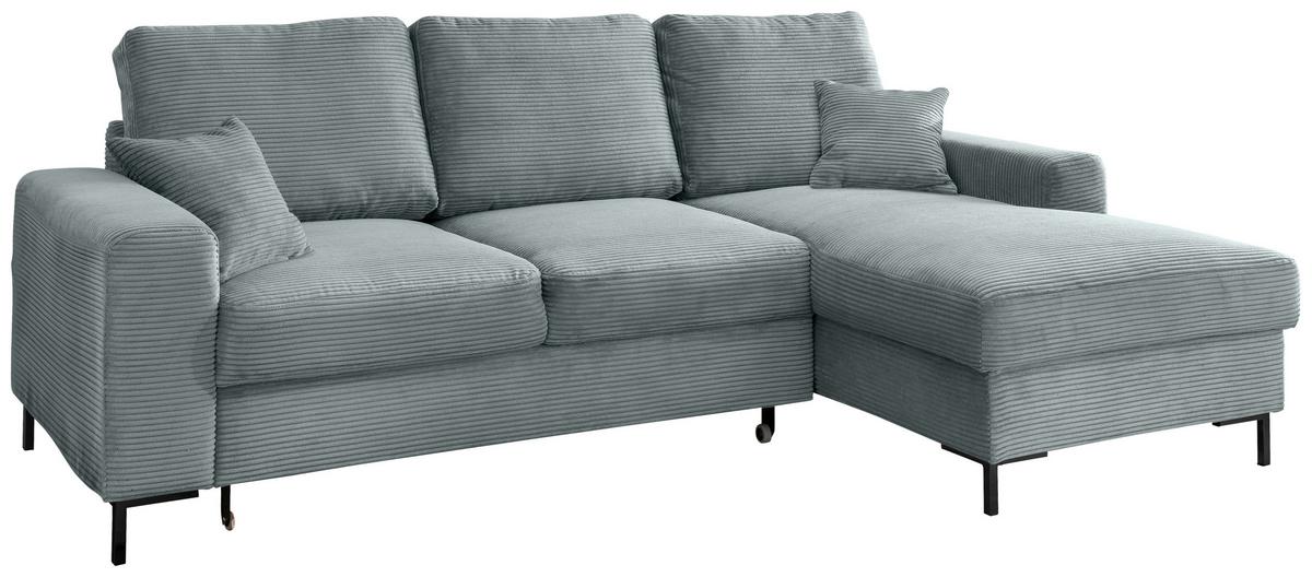 Eckschlafsofa Zona, Hellblau S: 237x143 Cm - Schwarz/Hellblau, KONVENTIONELL, Textil (237/143cm) - Livetastic