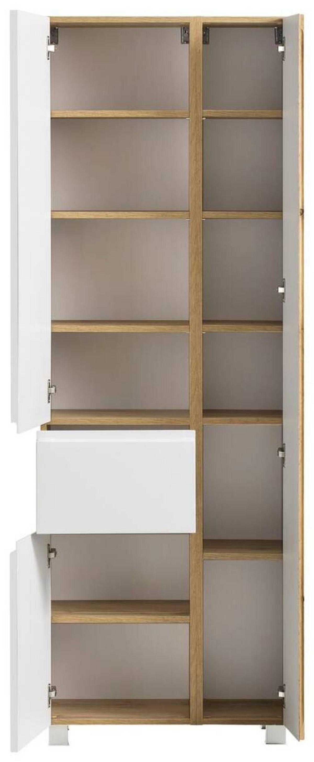 Badezimmer Hochschrank Varese Bxh 65x180 Cm Weiß/eiche Dekor - Eiche Wotan/Weiß, MODERN, Holzwerkstoff (65/180/35cm) - Held