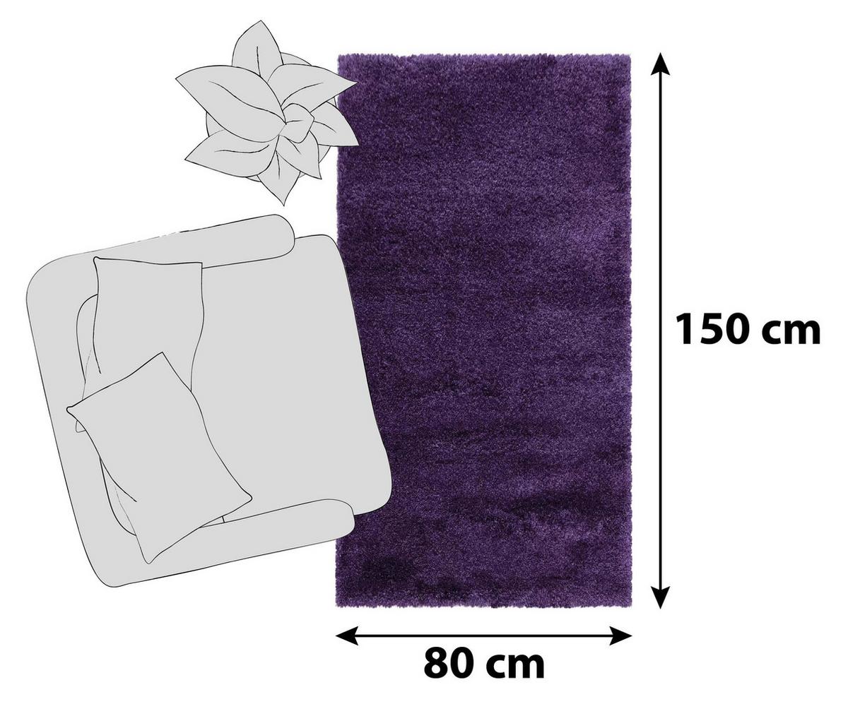 Hochflor Teppich Lila Fluffy 80x150 Cm - Lila, Basics, Textil (80/150cm)