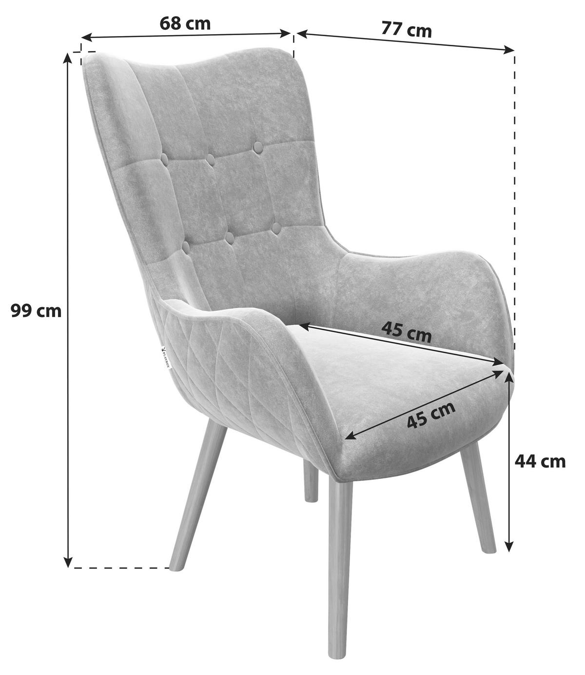 Ohrensessel Mit Armlehnen Bridget Samt Grün - Braun/Grün, KONVENTIONELL, Textil (68/99/77cm) - Playboy