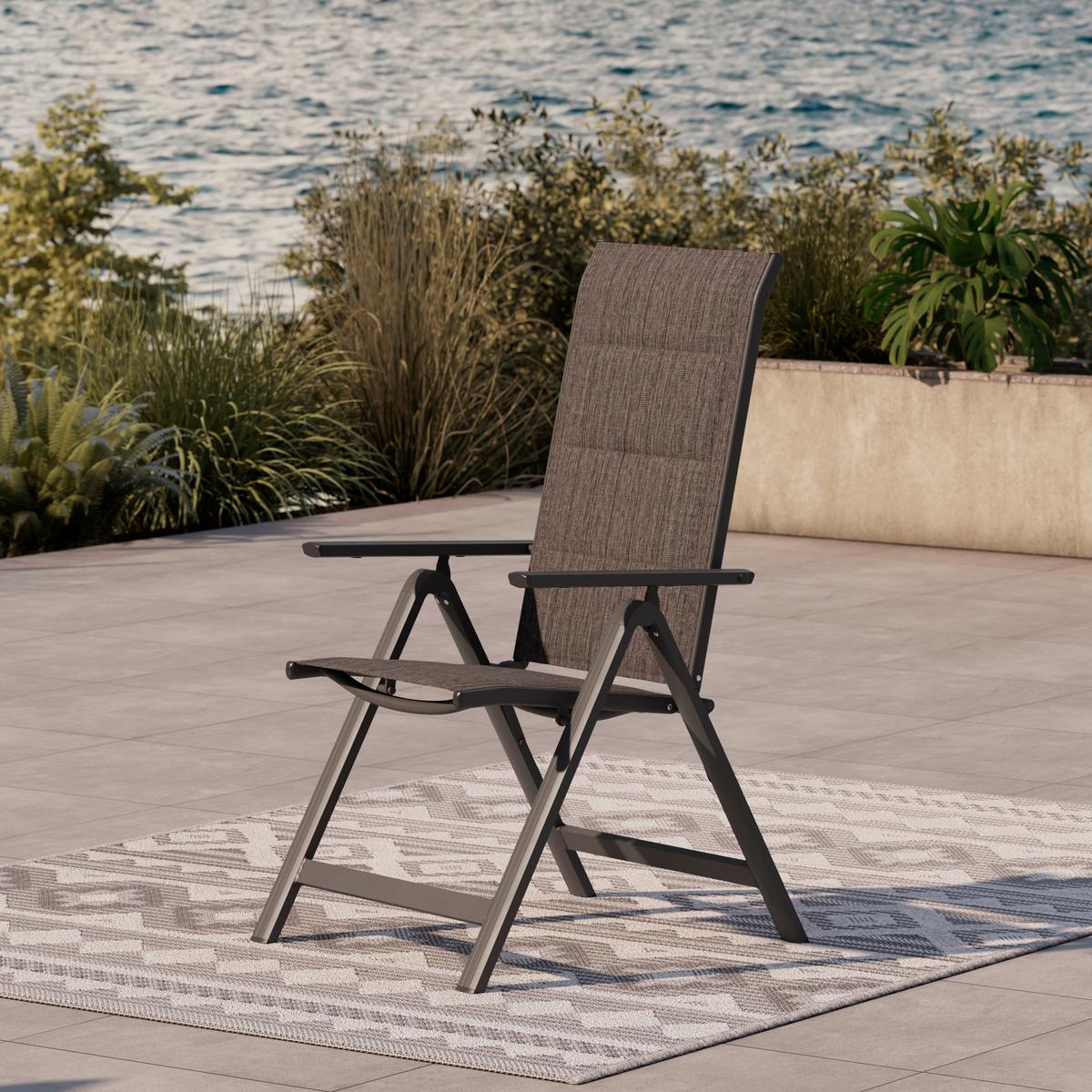 Gartensessel Klappbar Verena Aluminium, Textil - Dunkelgrau, MODERN, Textil/Metall (57/108/70cm) - Beldano