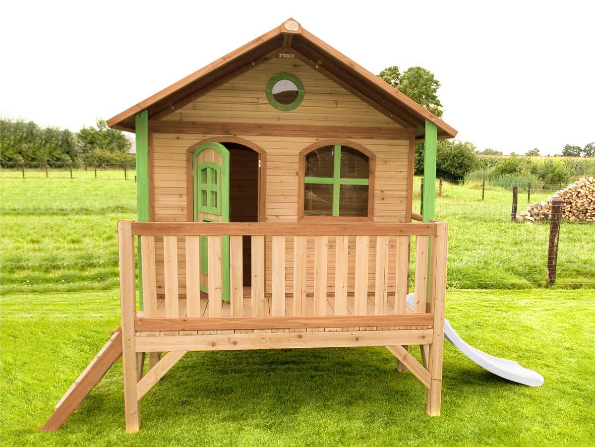 Spielhaus A030.040.90 - Rot/Braun, KONVENTIONELL, Holz/Kunststoff (349/233/212cm) - Ambia Garden