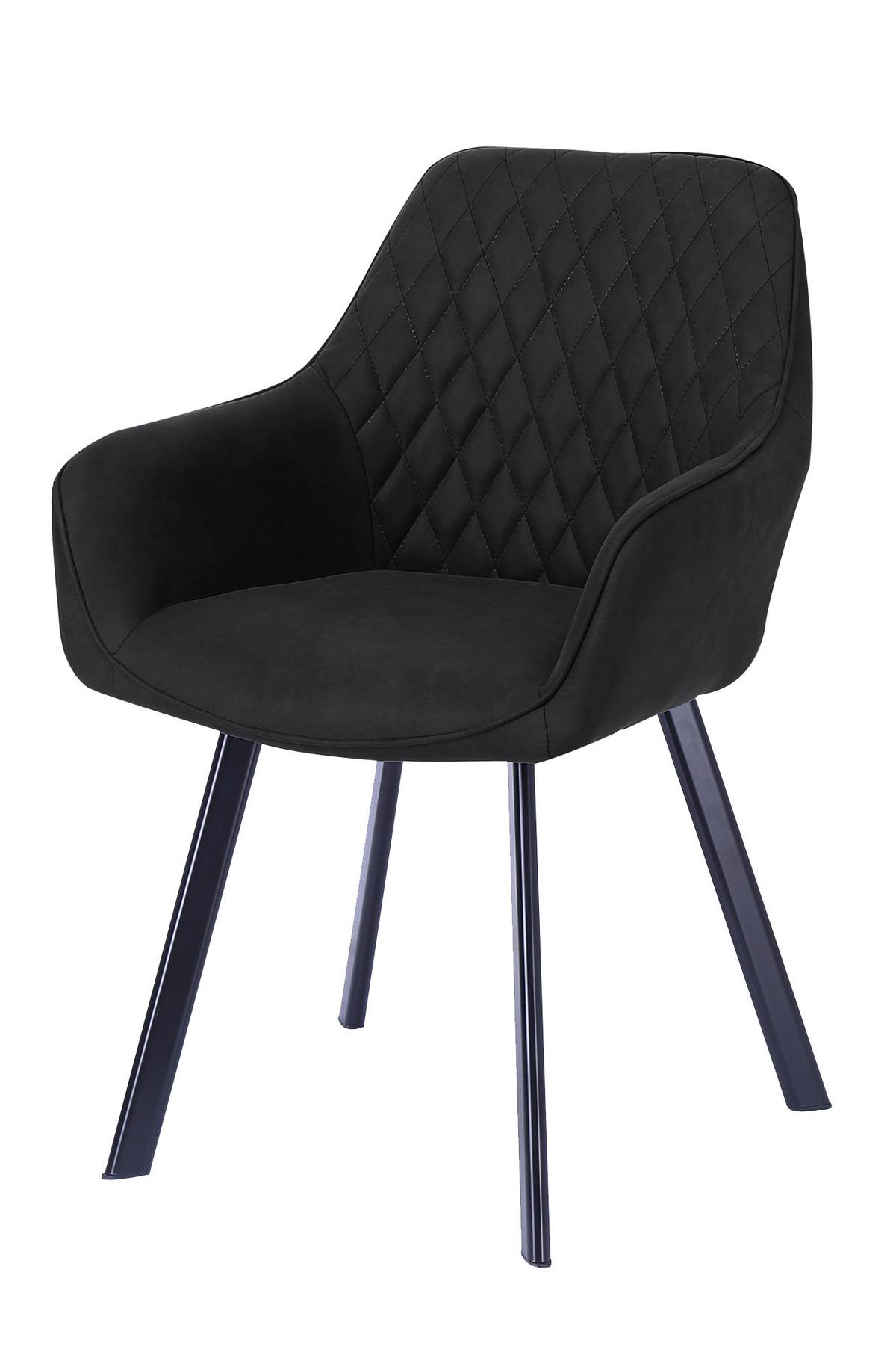 Armlehnstuhl-set Anthrazit B: 56,5 Cm - Anthrazit/Schwarz, MODERN, Textil/Metall (56,5/83/63cm) - Livetastic