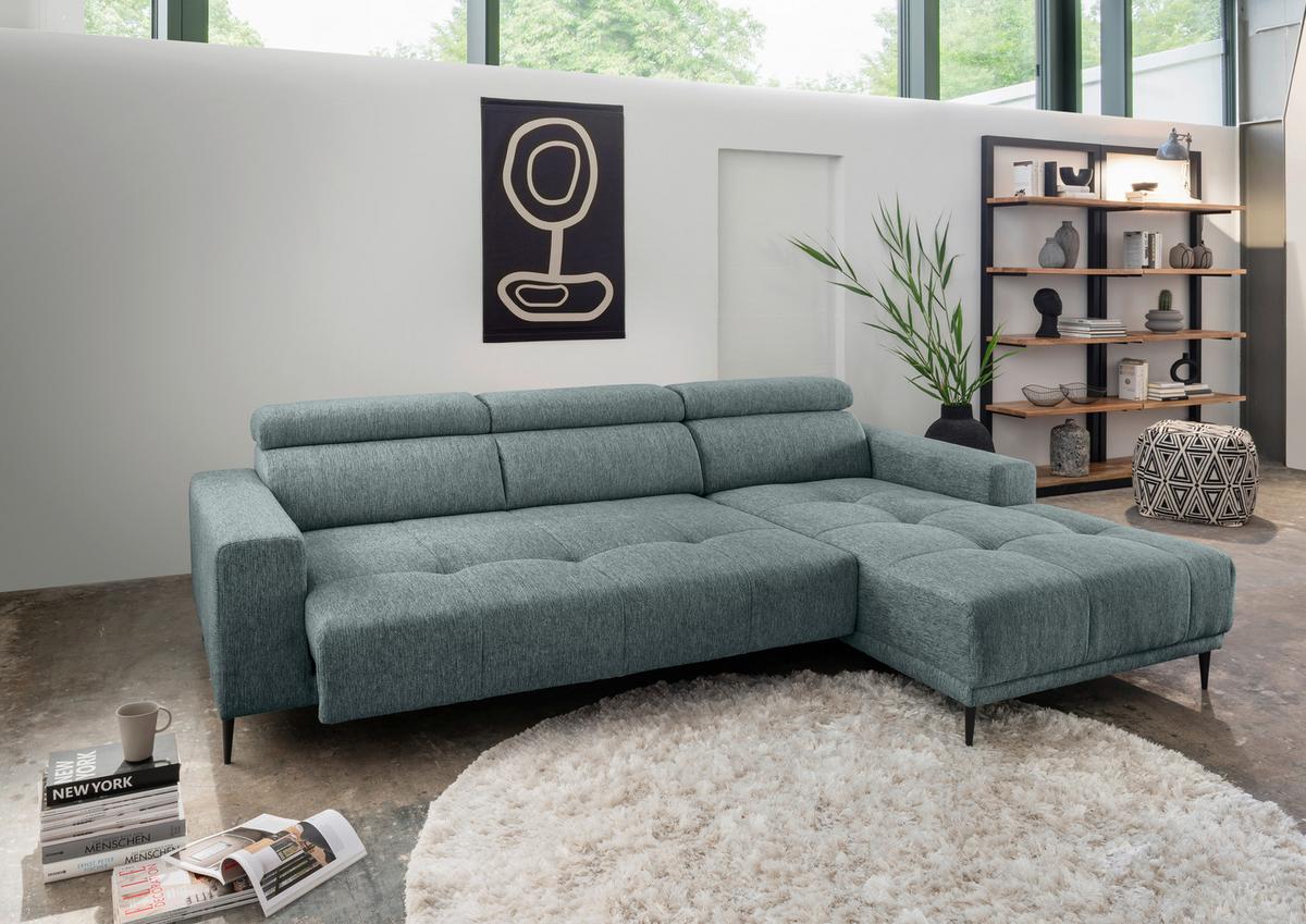 Ecksofa Intera, Mintgrau S: 276x188 Cm - Mintgrau/Schwarz, KONVENTIONELL, Textil (276/188cm) - Livetastic