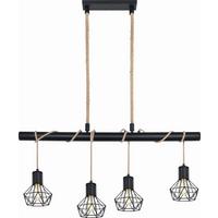 Hängeleuchte Vasca H: 120 Cm 4-Flammig - Schwarz, ROMANTIK / LANDHAUS, Metall (100/15/120cm) - James Wood