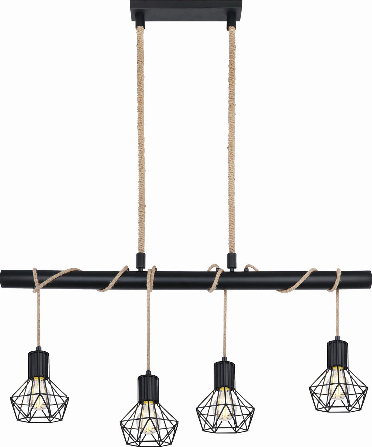 Hängeleuchte Vasca H: 120 Cm 4-Flammig - Schwarz, ROMANTIK / LANDHAUS, Metall (100/15/120cm) - James Wood