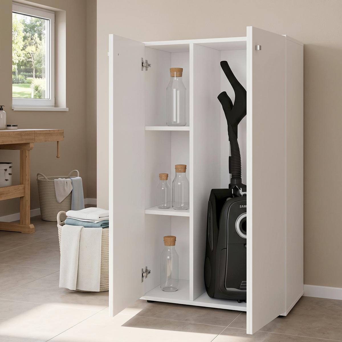 Komoda Lona mini bílá - bílá/barvy stříbra, Basics, kompozitní dřevo/plast (70/105/39cm) - MID.YOU