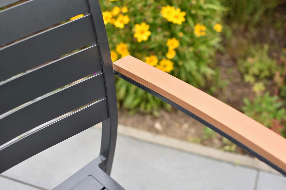 Gartentischgruppe 5-teilig. Set - Graphitfarben/Naturfarben, KONVENTIONELL, Kunststoff/Metall - Gardenson