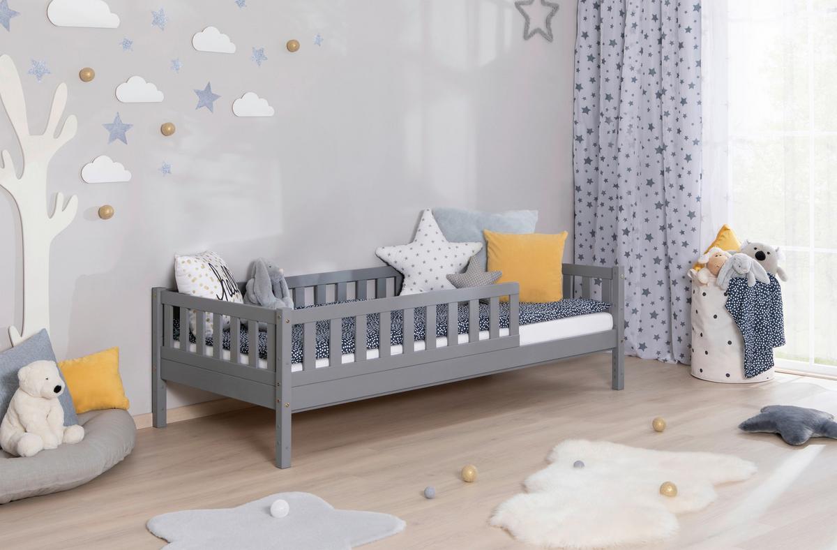 Hausbett Lou Hellgrau B: 90 Cm - Hellgrau/Naturfarben, MODERN, Holz (90/200cm) - MID.YOU