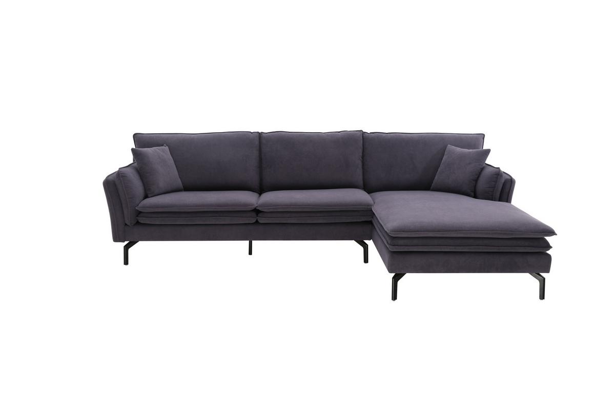 Sedacia súprava LANI tmavá sivá - čierna/sivá, Modern, kov/drevo (296/86/170cm) - Bessagi Home