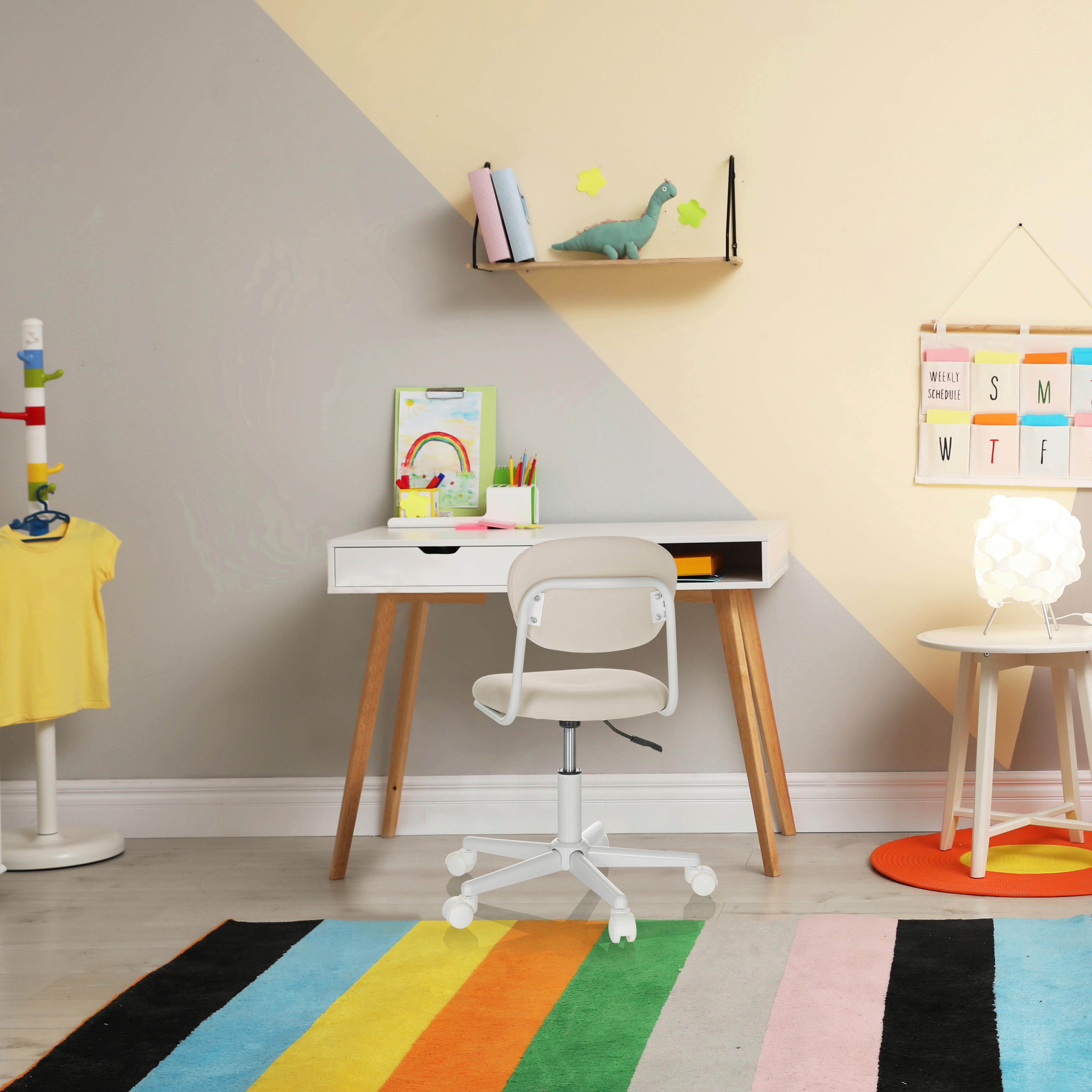 Jugenddrehstuhl Kiddy Base I - Beige/Weiß, Basics, Kunststoff/Textil (60/72-83/60cm) - MID.YOU