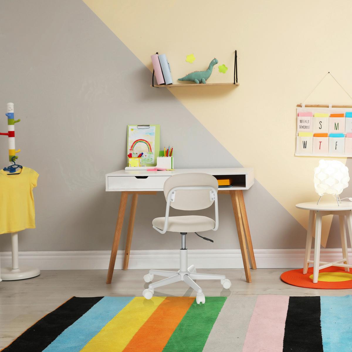 Jugenddrehstuhl Kiddy Base I - Beige/Weiß, Basics, Kunststoff/Textil (60/72-83/60cm) - MID.YOU