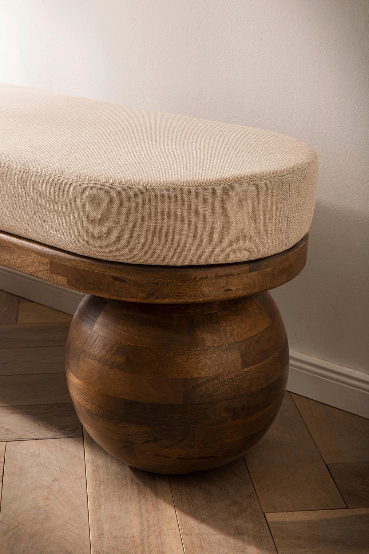 Sitzbank Beige B: 140 cm - Beige/Braun, Design, Textil (140/47/40cm) - Livetastic