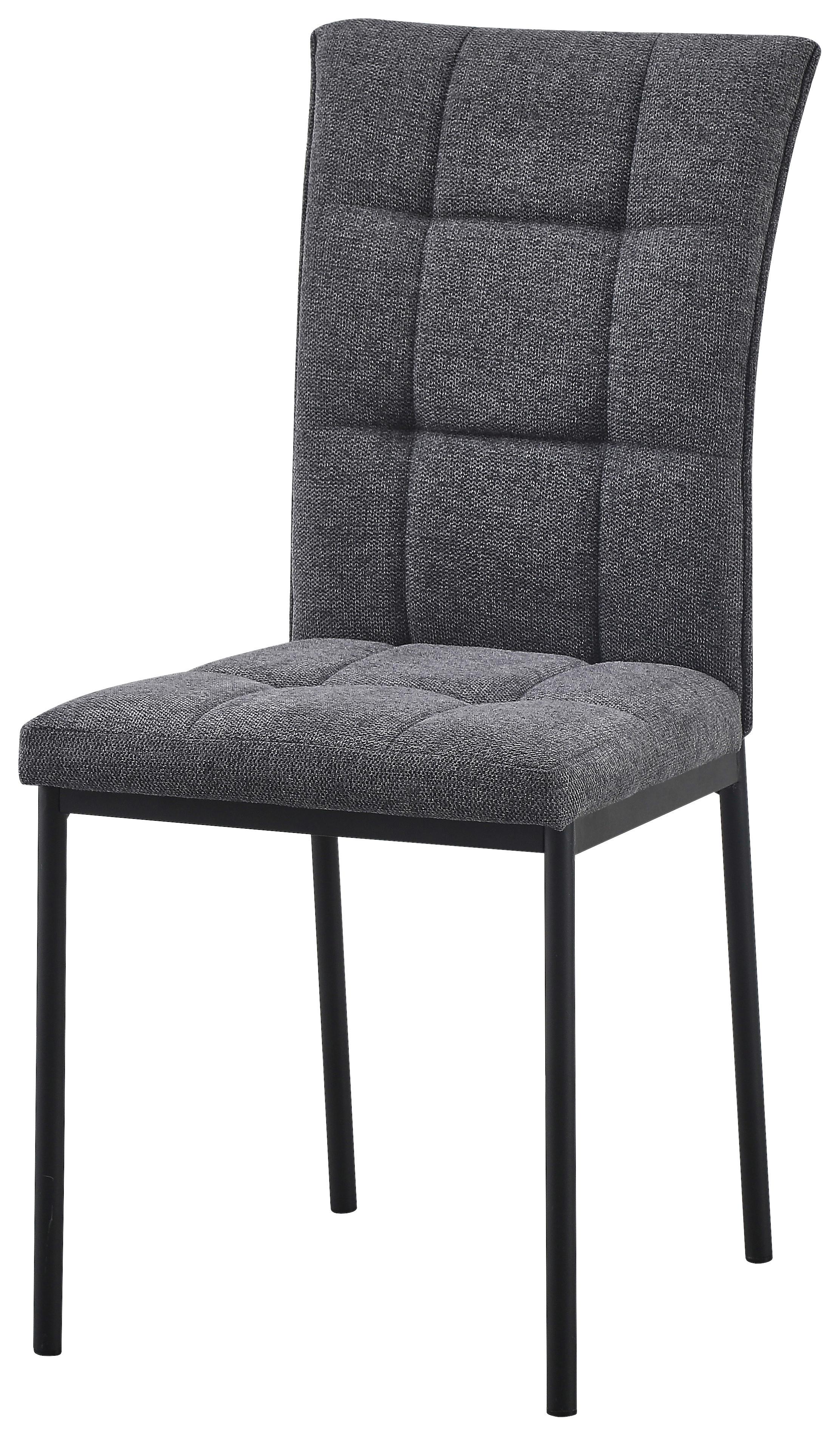 Esszimmerstuhl Freddy Grai Leinenoptik - Schwarz/Grau, MODERN, Textil/Metall (60/93/44cm)