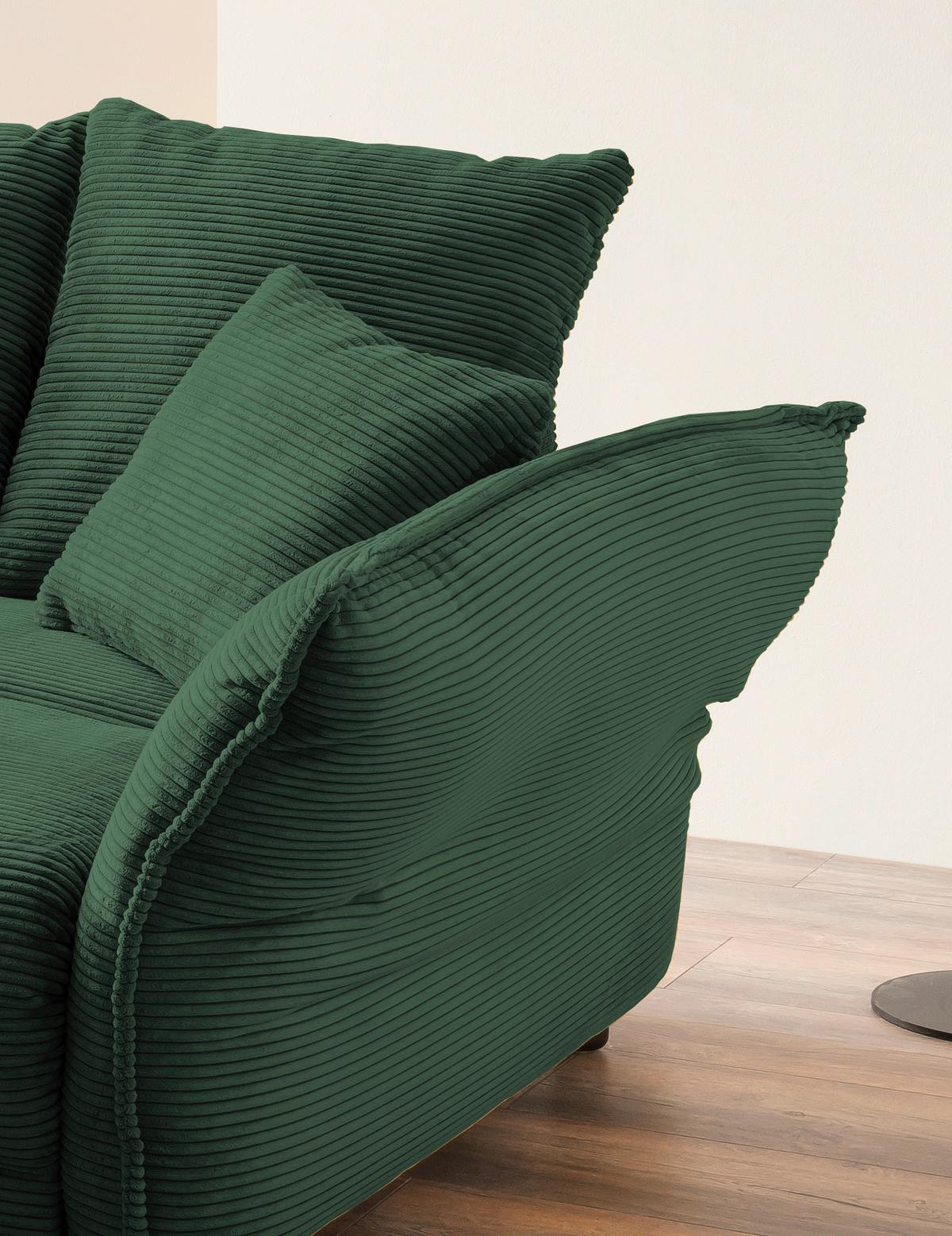 Bigsofa Pera, Dunkelgrün B: 242 cm - Chromfarben/Dunkelgrün, MODERN, Textil (242/71/90/131cm) - Livetastic