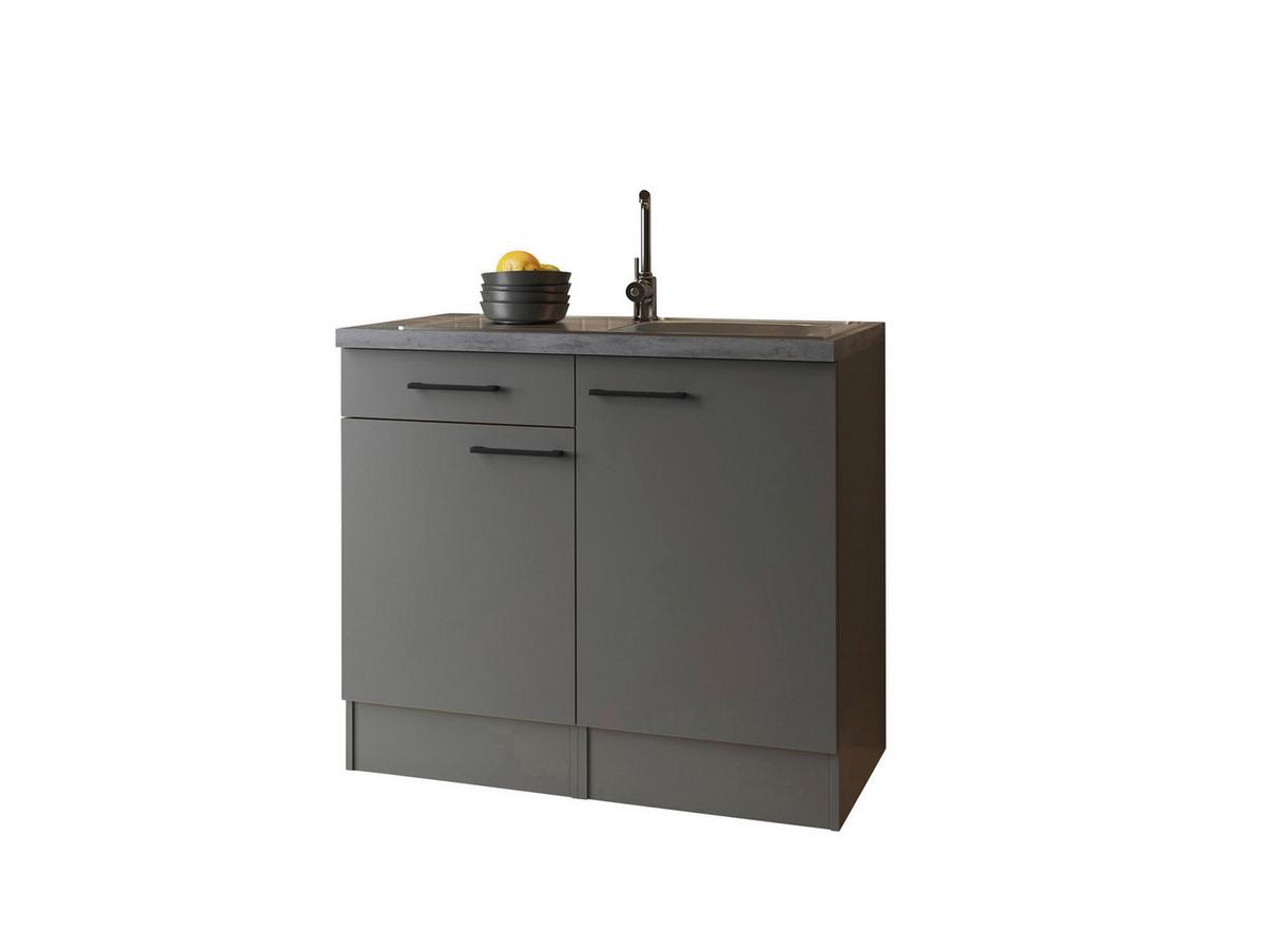 MINIKÜCHE Oliver, Grau B: 100 cm - Grau, Trend, Holzwerkstoff (100cm) - Respekta
