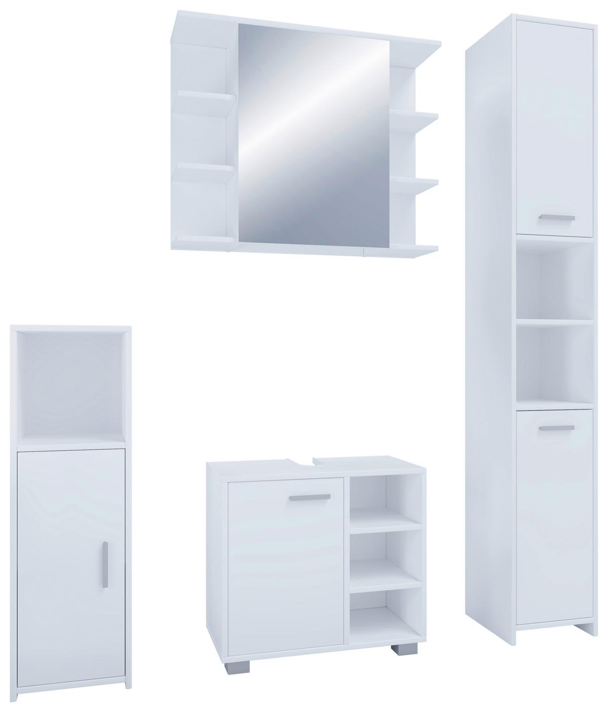 Badmöbel-Set 4-Tlg. Zalo B: 140 cm Weiß Dekor - Weiß, MODERN, Holzwerkstoff (140cm) - MID.YOU