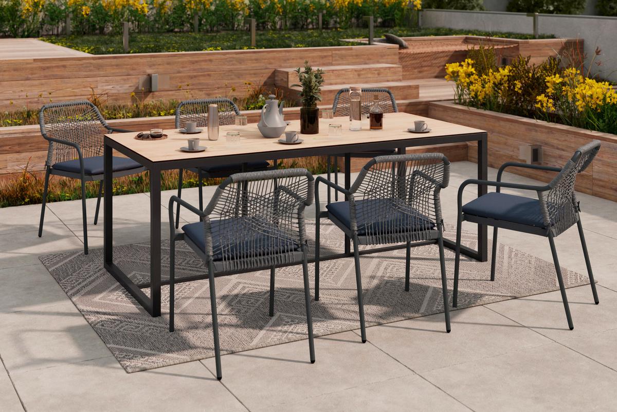 Gartensessel Isabella Metall/Kunststoff/Textil - Dunkelgrau/Hellgrau, MODERN, Kunststoff/Textil (56/58/86cm) - Luca Bessoni