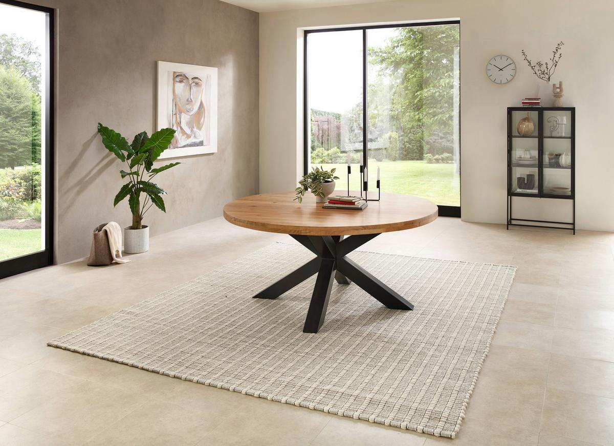 Esstisch Brad Schwarz/Akaziefarben - Schwarz/Akaziefarben, MODERN, Holz/Metall (160/160/75cm) - Livetastic