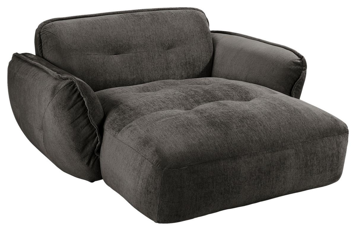 XXL-Sessel Fluffy, Anthrazit B: 182 cm - Anthrazit/Schwarz, MODERN, Textil (182/87/184cm) - Trendmanufaktur