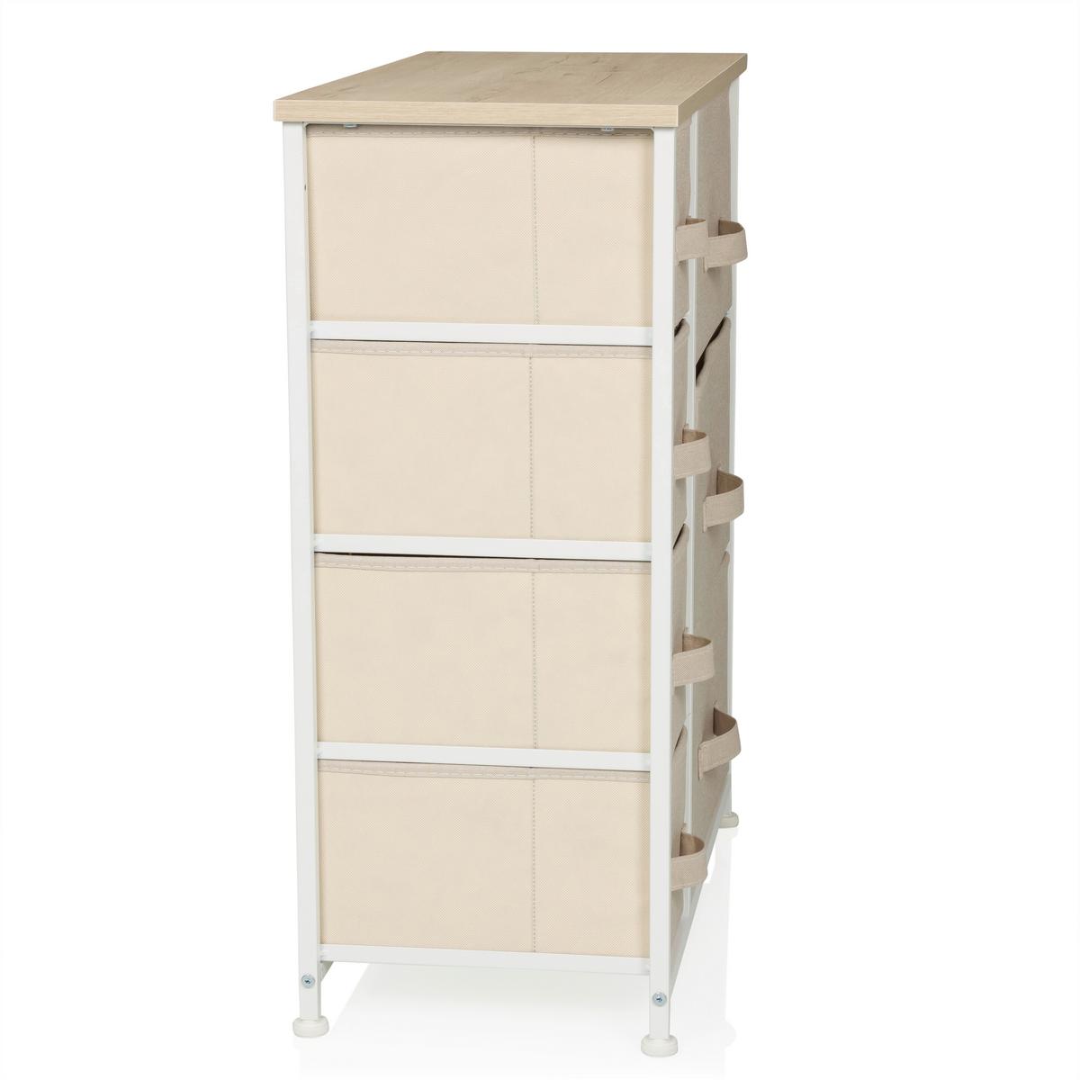 Kommode Foldress B Beige B: 63,5 cm - Beige/Weiß, MODERN, Textil (63,5/73/30cm) - MID.YOU