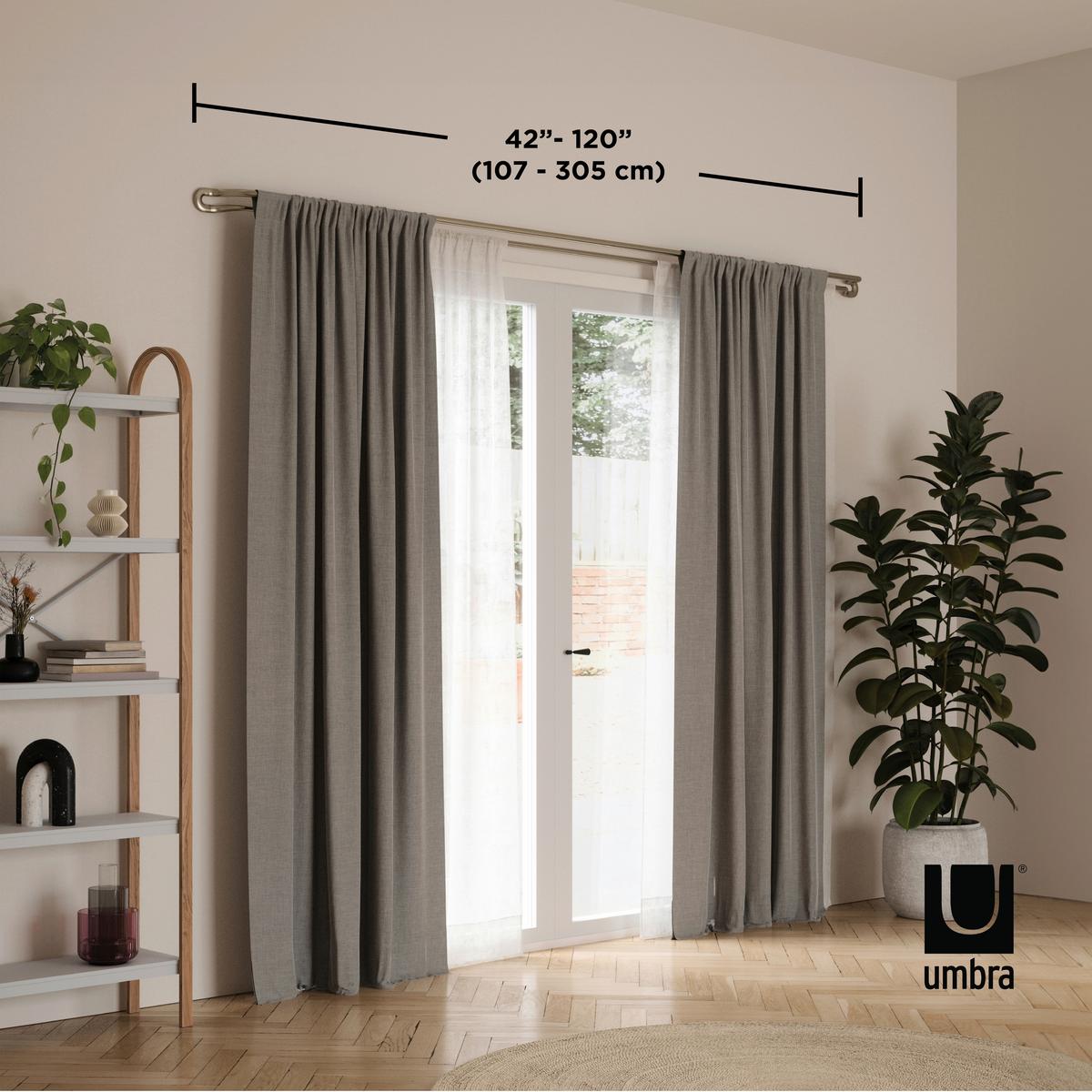 Vorhangstangenset Midnight Nickelfarben L: 107-305 cm - Nickelfarben, KONVENTIONELL, Kunststoff/Metall (107-305cm) - Umbra