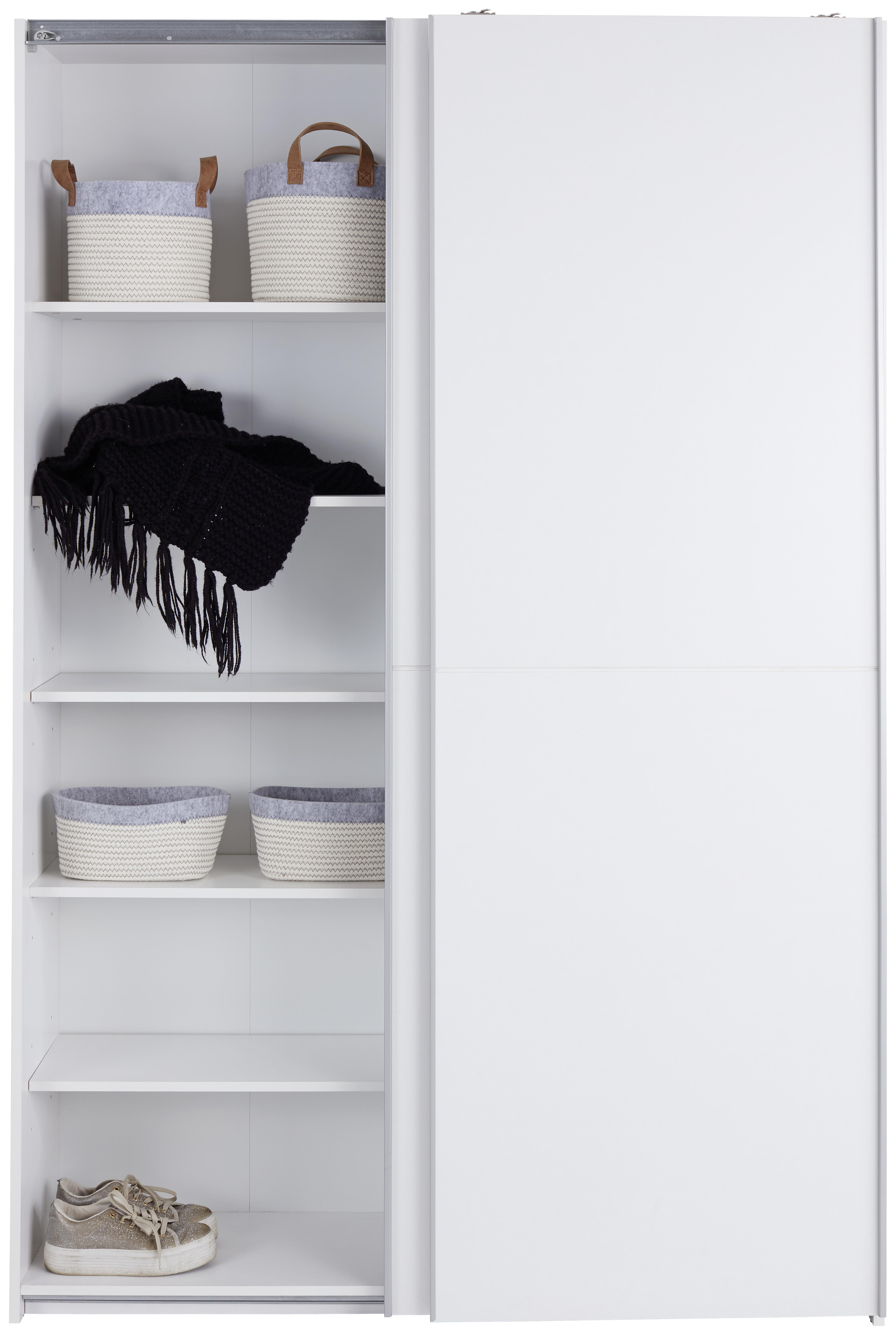Schwebetürenschrank 125cm Fast, Weiß - Eichefarben/Weiß, KONVENTIONELL, Holzwerkstoff (125/195,5/38cm)