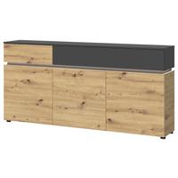 Sideboard Luci Grau Eiche Artisan/Grau B: 180,5 cm - Eichefarben/Schwarz, Trend, Holzwerkstoff (180,5/90,1/40cm) - MID.YOU