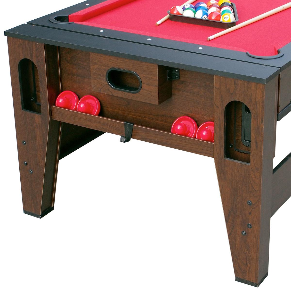 Multi-Spieltisch Reverso Pool+ Airhockey, Braun/Rot/Weiß - Rot/Braun, KONVENTIONELL, Holz/Kunststoff (107/81/217cm) - Ambia Garden