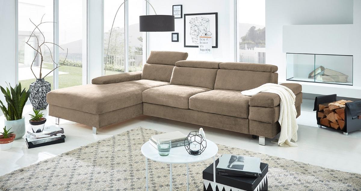 Ecksofa Elvis Schlammfarben S: 182x259 Cm - Schlammfarben/Silberfarben, KONVENTIONELL, Textil (182/259cm) - Trendmanufaktur