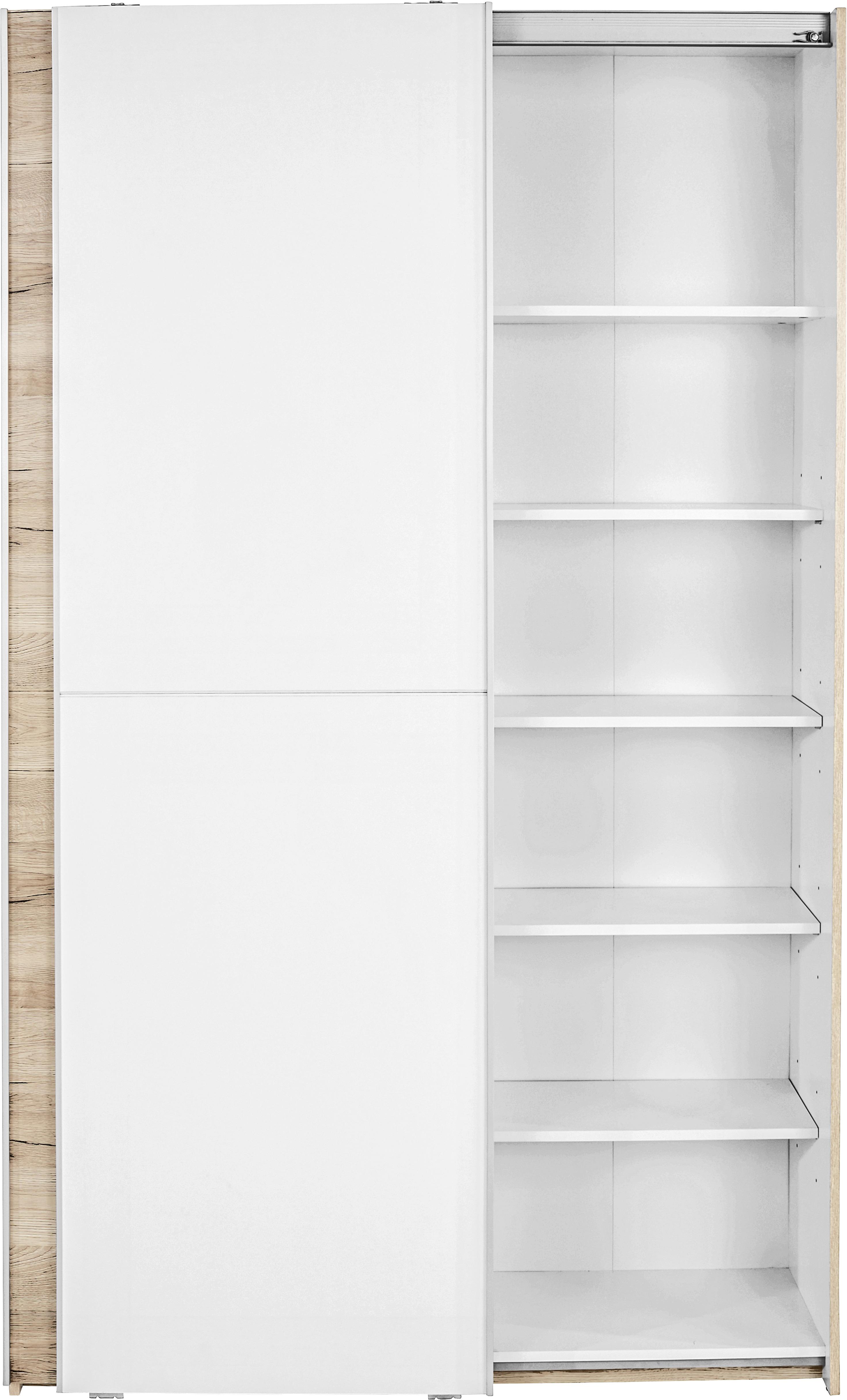 Viacúčelová Skriňa Heimo, Biela/dub - farby duba/biela, Konvenčný, plast (125/195/38cm)
