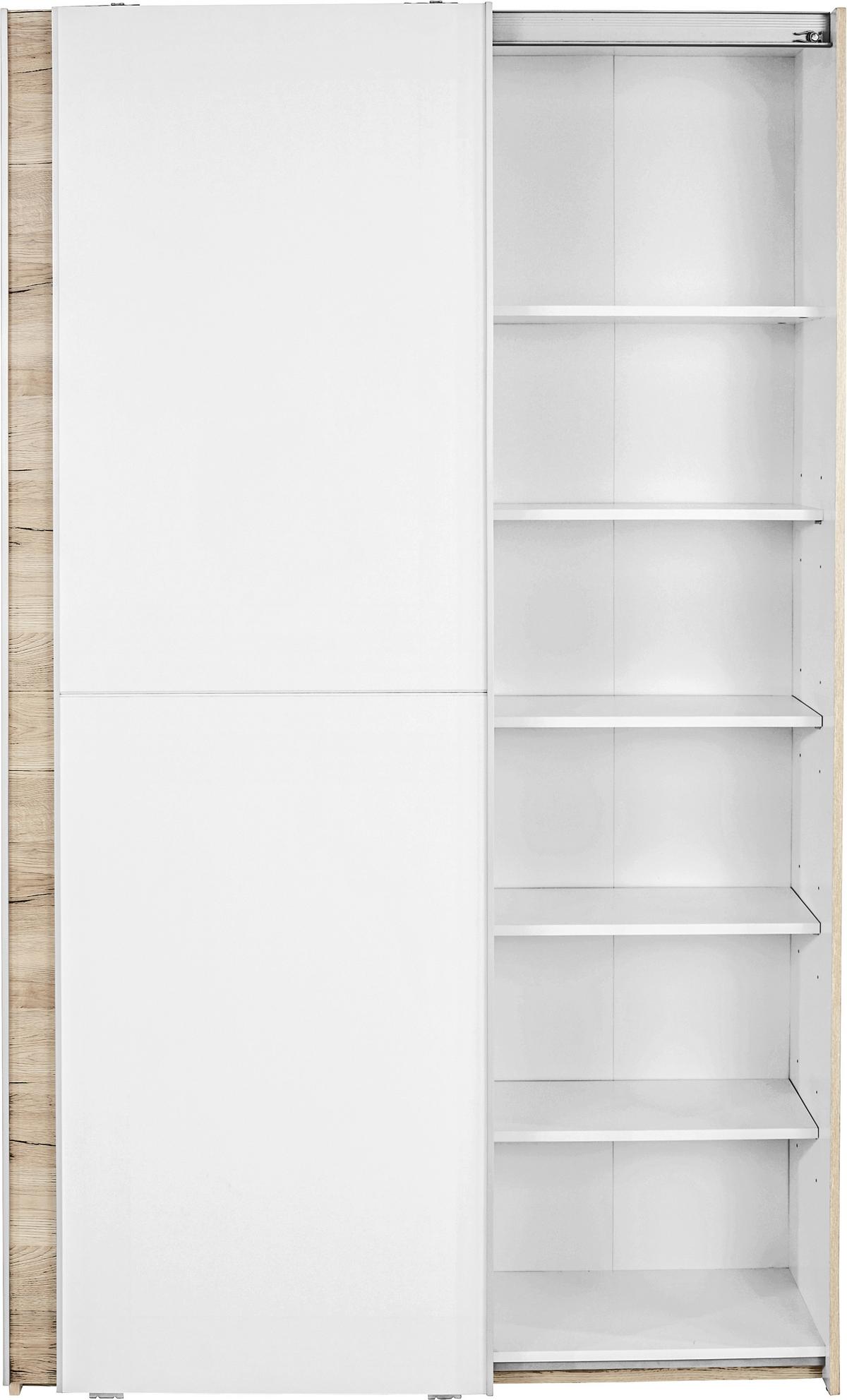 Víceúčelová skříň Heimo, bílá/dub - bílá/barvy dubu, Konvenční, plast (125/195/38cm)
