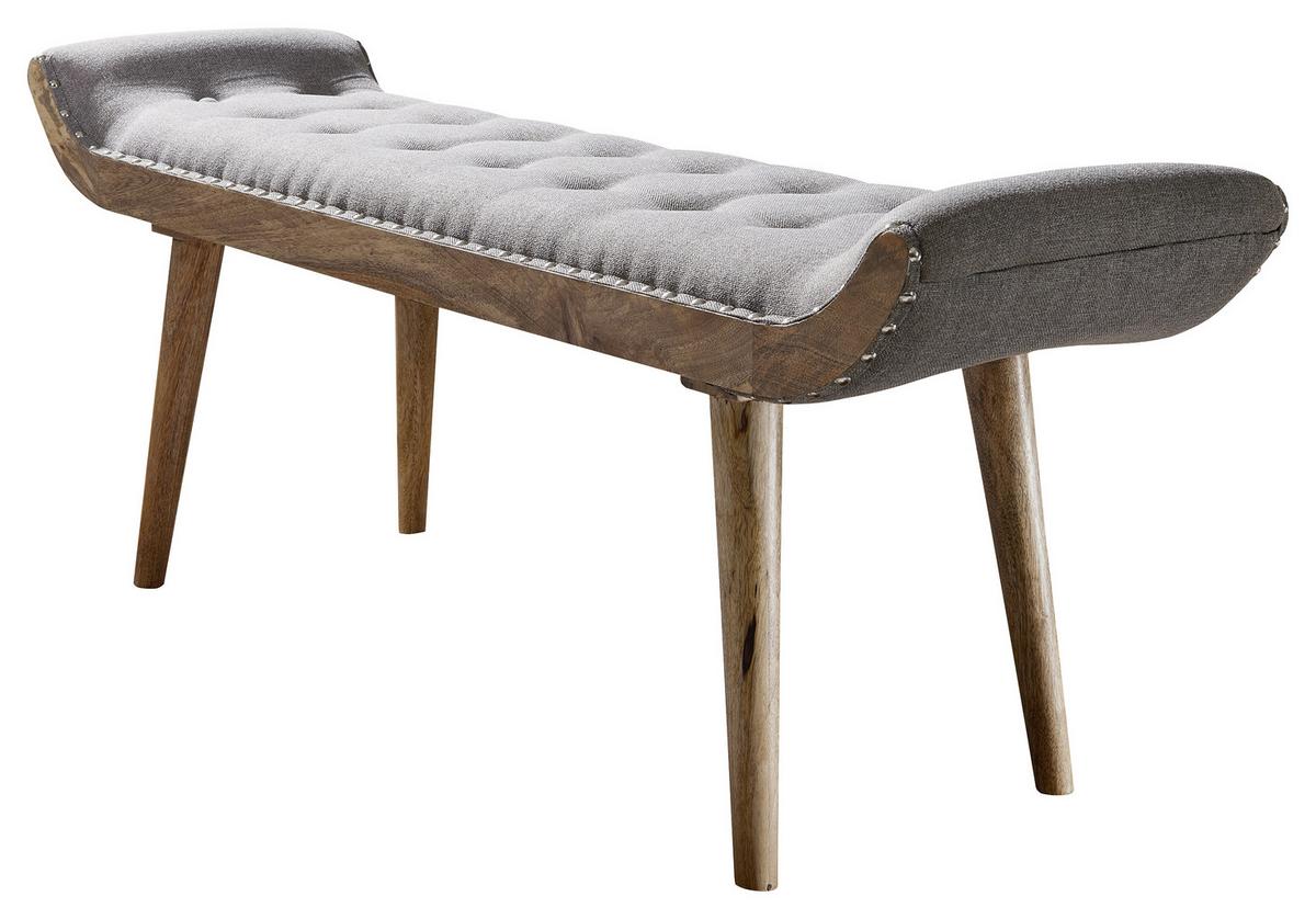 Lavica masív ED - hnedá/sivá, Modern, drevo/textil (128/51/38cm) - MID.YOU