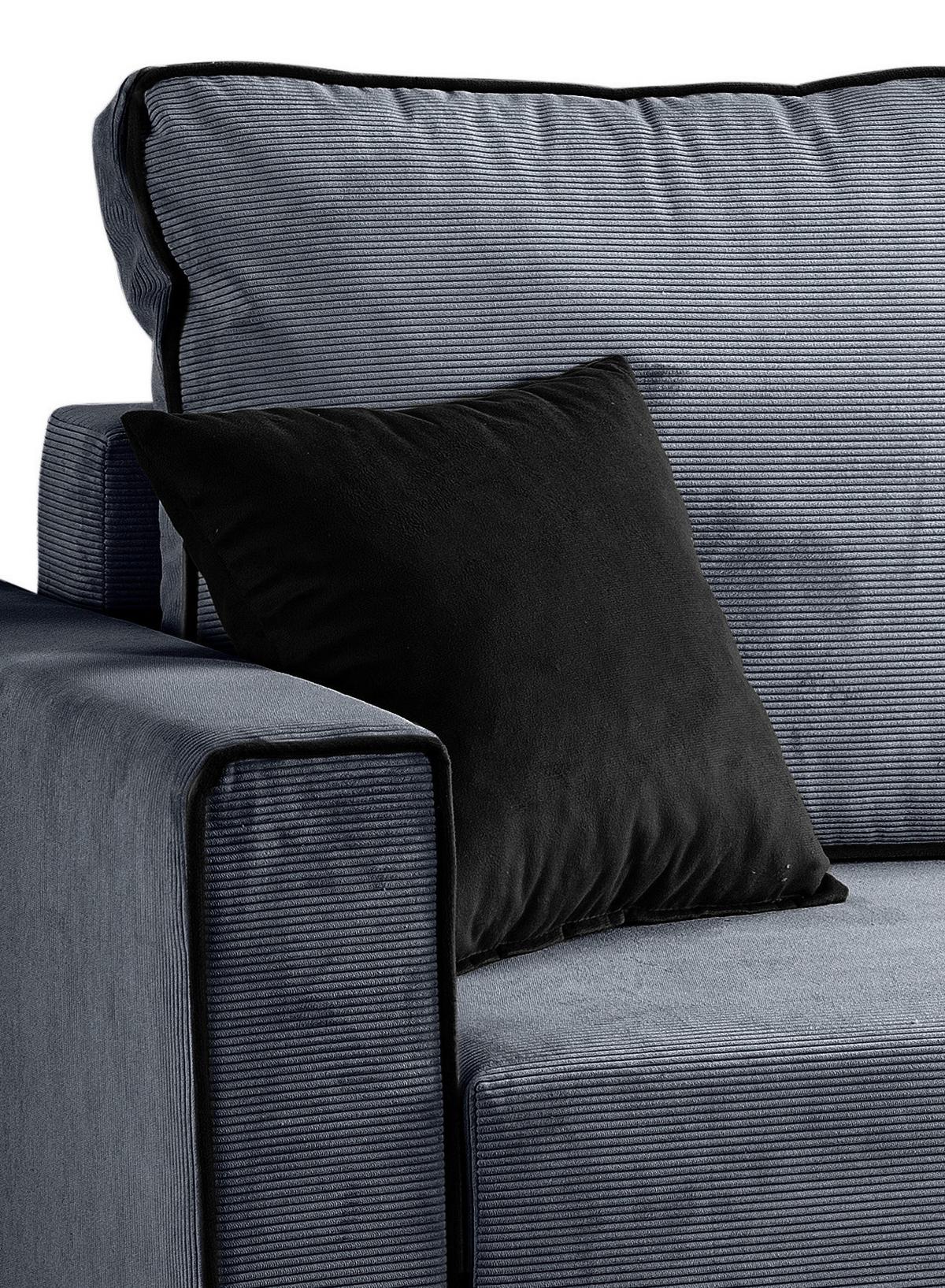 Ecksofa Marti Blaugrau S: 230x148cm - Blaugrau/Schwarz, Basics, Holz/Textil (230/148cm) - MID.YOU