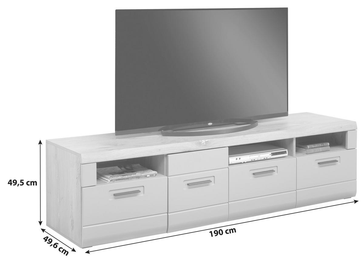 Tv-element Auris B: 190 Cm Basalt/eiche Dekor - Grau, MODERN, Holzwerkstoff (190/49,5/49,6cm) - Luca Bessoni