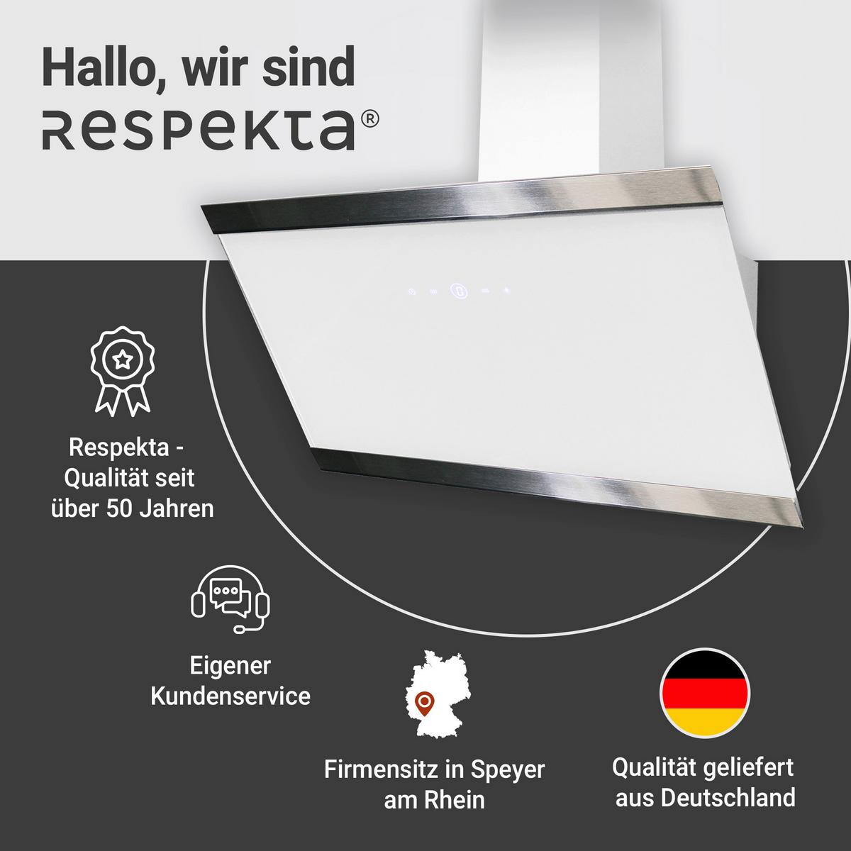 Kopffreihaube Respekta Skala Metall/Glas Weiß B: 89,5 cm - Weiß, Trend, Glas/Metall (89,5/74,2-109,2/38,5cm) - Respekta