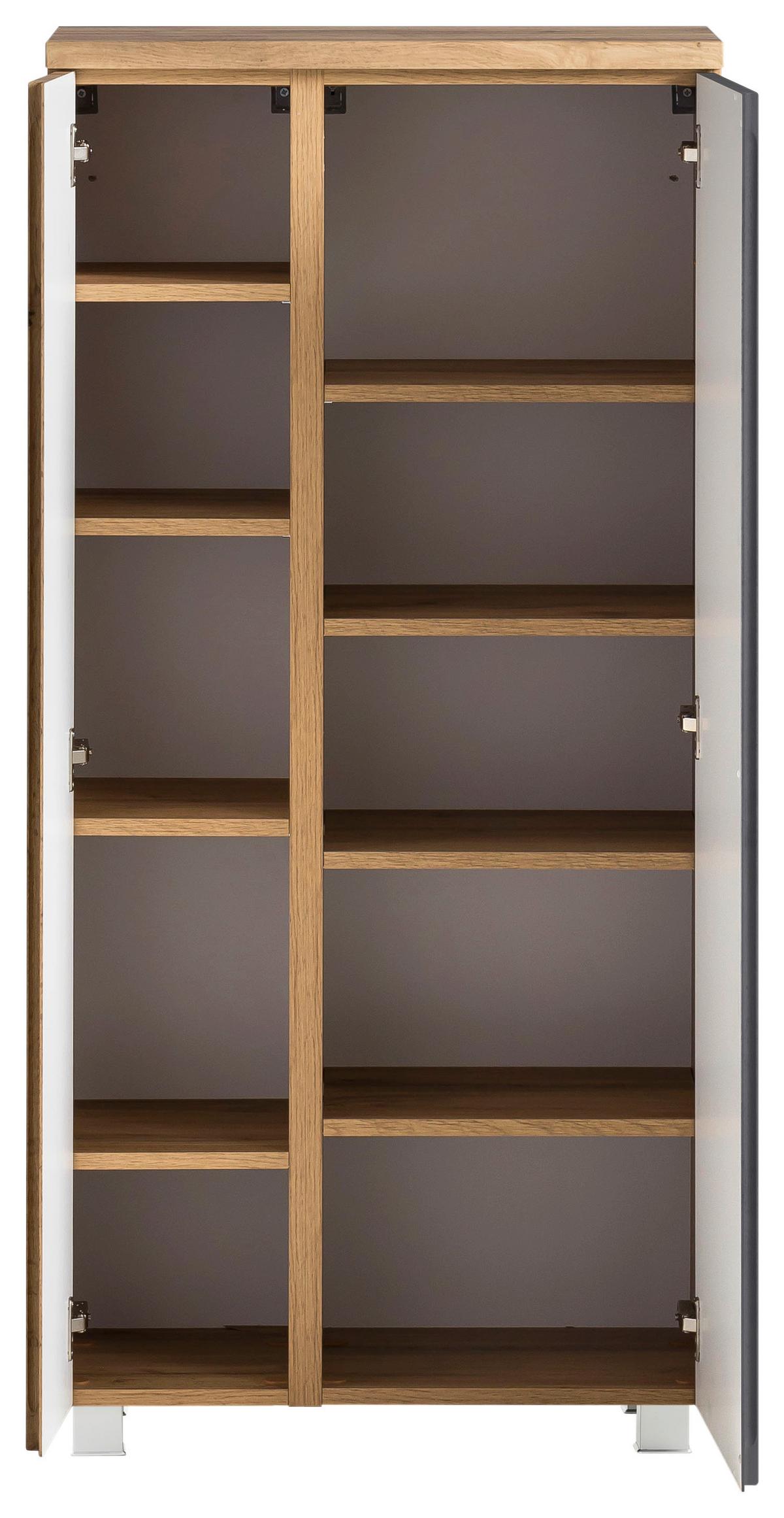 Midischrank Varese B: 65 Cm Grau/eiche Wotan - Eiche Wotan/Grau, MODERN, Holzwerkstoff (65/130/35cm) - Held