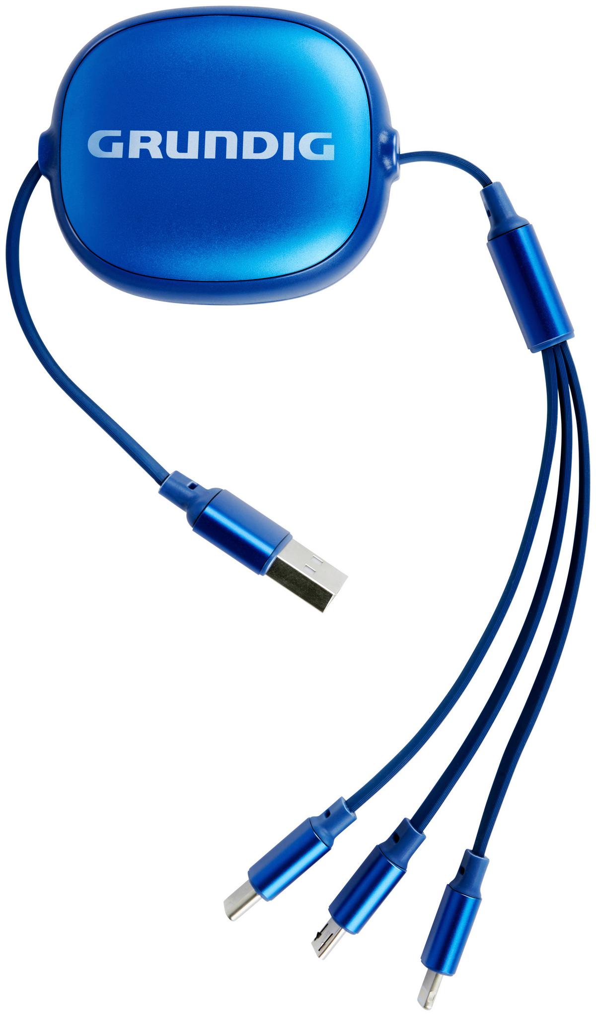 USB-LADEKABEL 3 Adapter - Blau/Beige, Basics, Kunststoff/Metall (9,3/3/16,3cm) - Grundig