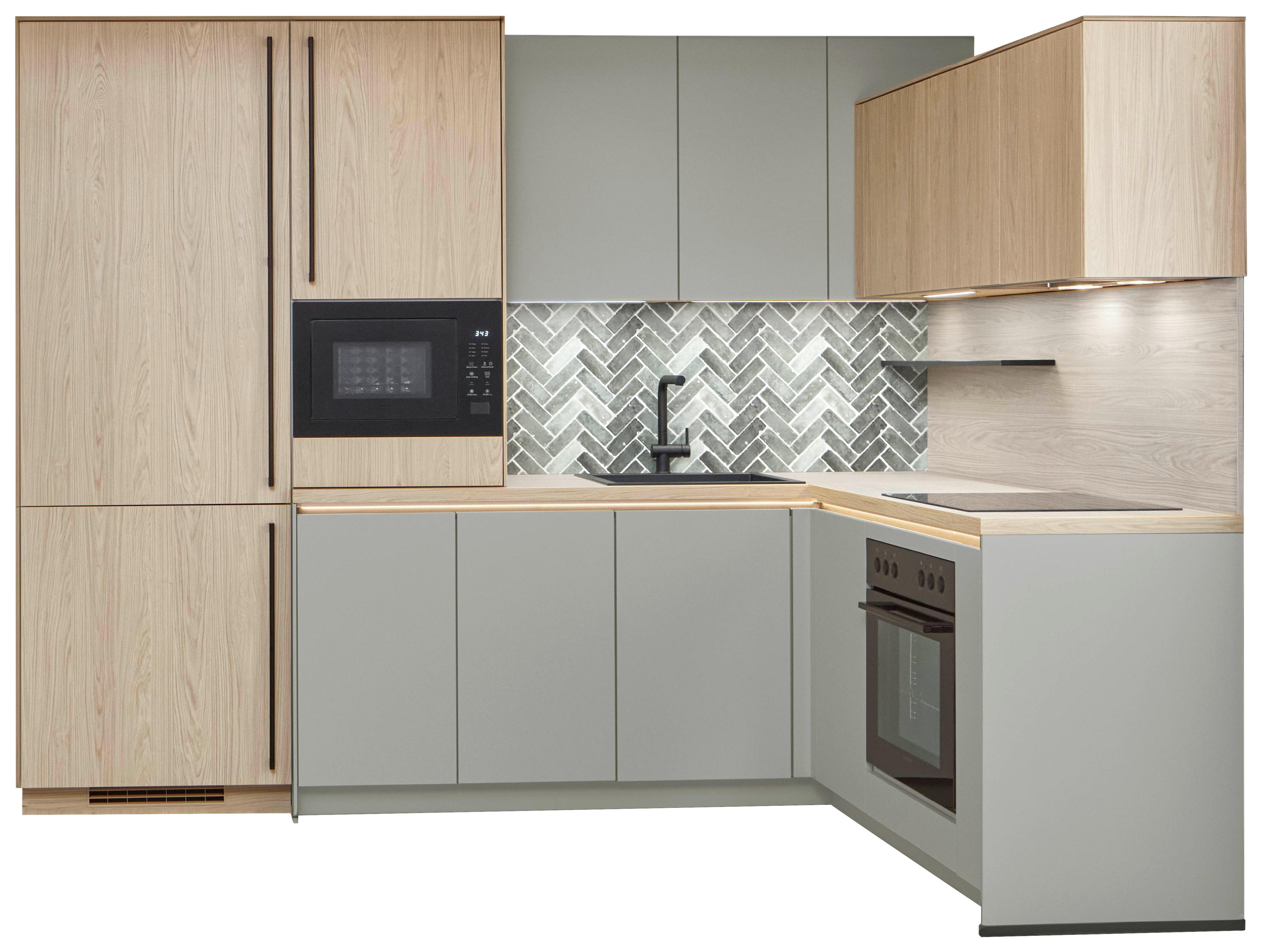 Eckküche Sidney/singapur - Sandfarben/Eichefarben, Basics, Holzwerkstoff (288/185cm) - Vertico