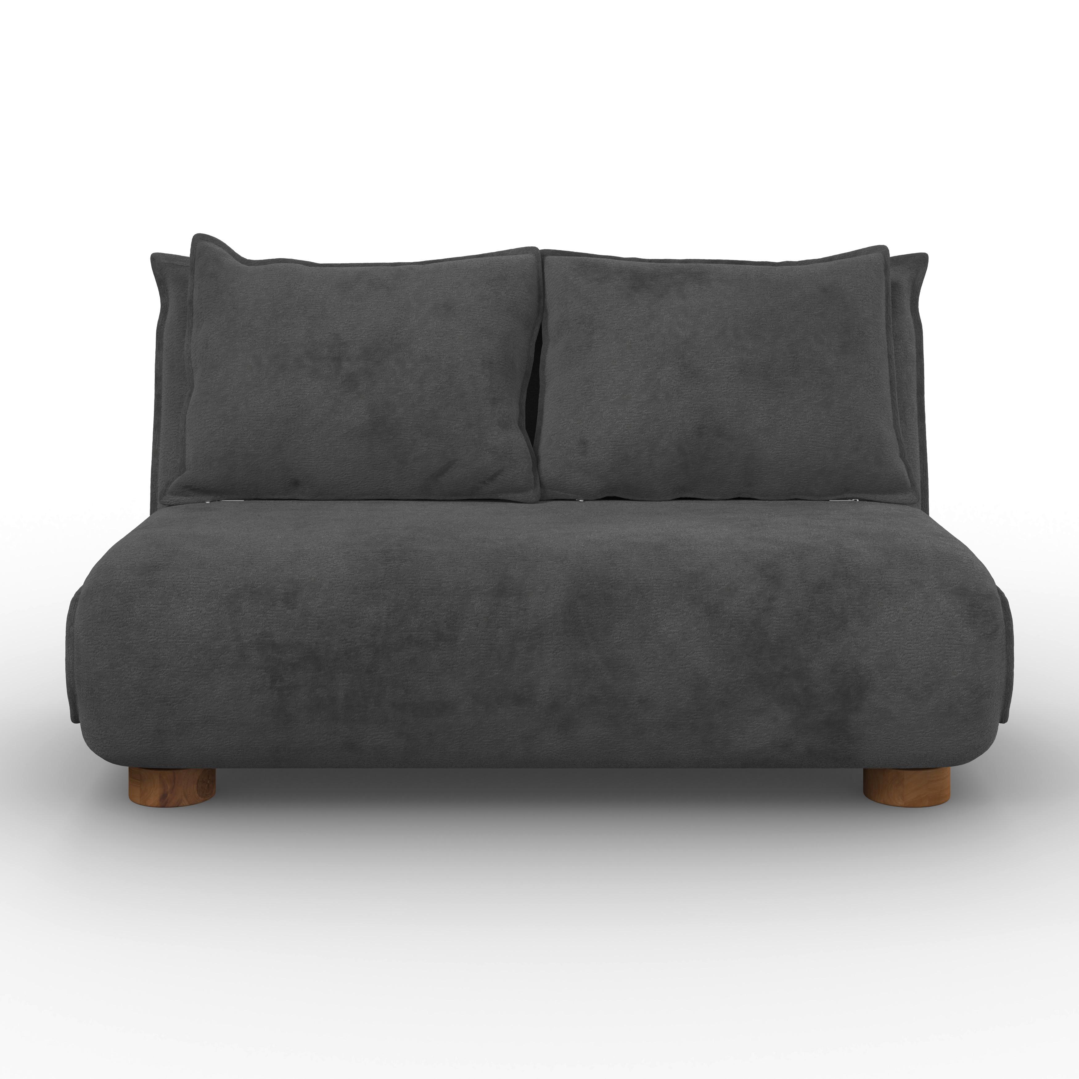 Rozkladacia pohovka BELLA, tmavosivá, max. 240 kg - prírodná farba/tmavosivá, Modern, kov/drevo (141/77/85cm) - Bessagi Home