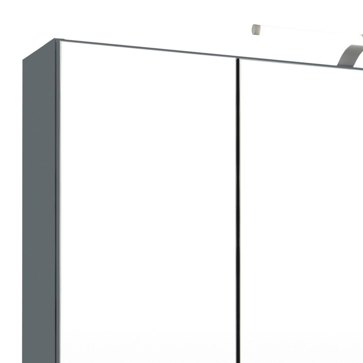 Badmöbel-Set 2-Tlg. inkl. LED Cardiff B: 100 cm, Grau - Weiß/Grau, Design, Holzwerkstoff/Stein (100cm) - Held