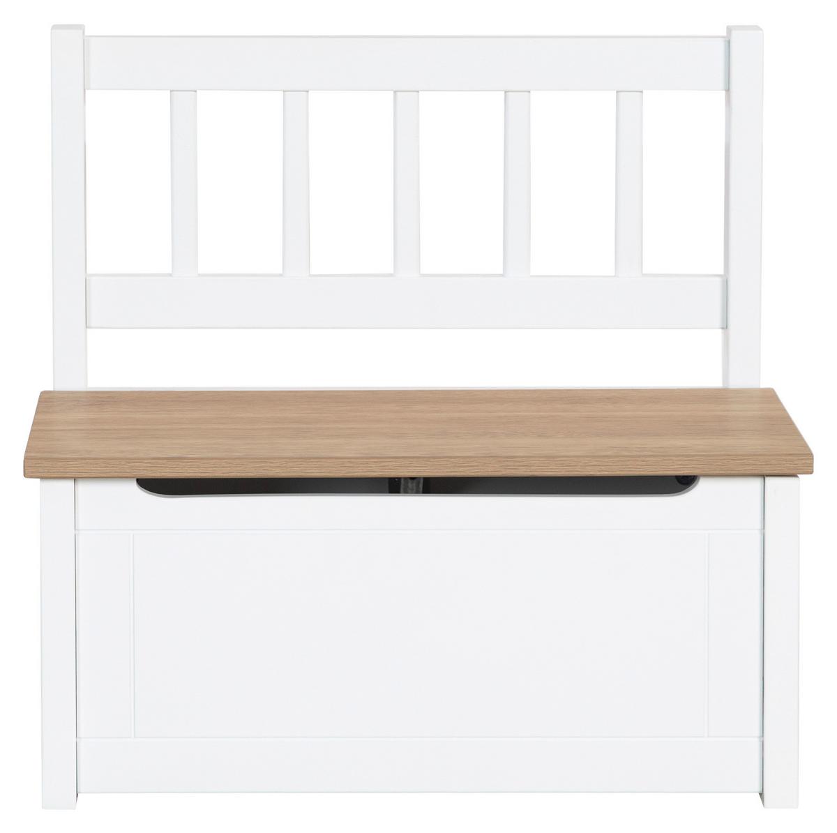 TRUHLOVÁ LAVICE WOODY - bílá/světle hnědá, kompozitní dřevo (56/53/28cm)