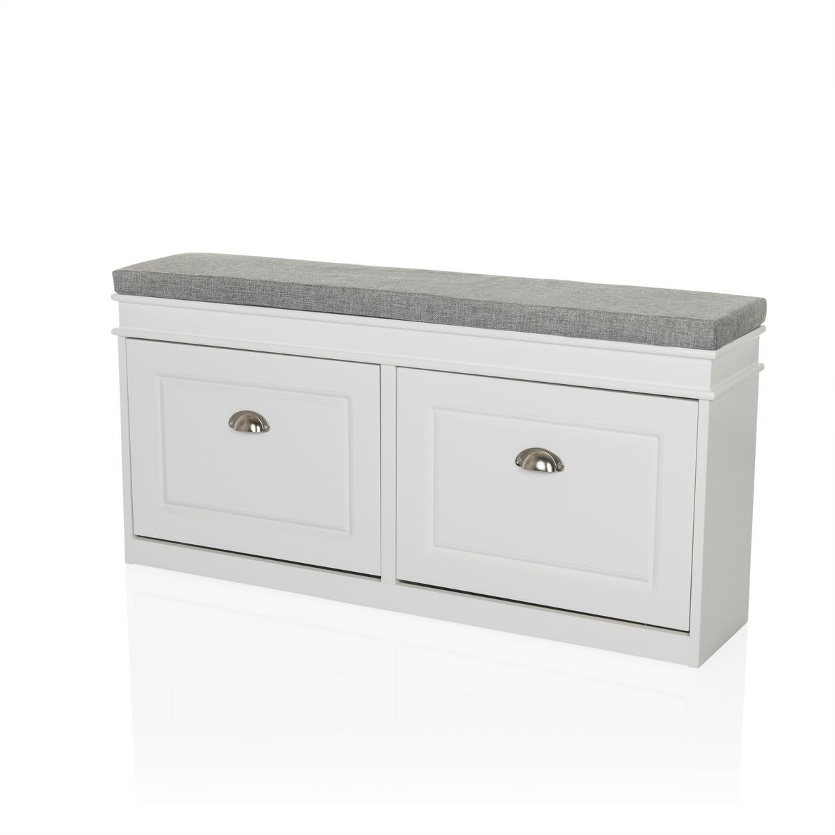 Schuhschrank Estha Grau, Weiß B: 104cm - Weiß/Grau, MODERN, Holzwerkstoff (104/52/24cm) - MID.YOU