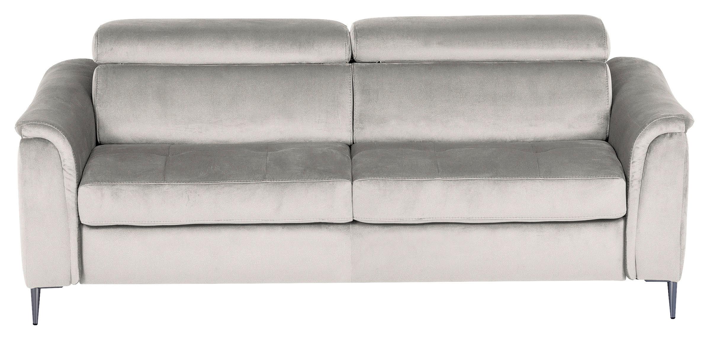 Schlafsofa Pafos Hellgrau B: 203 Cm - Chromfarben/Hellgrau, Design, Textil (203/77-98/103cm) - MID.YOU