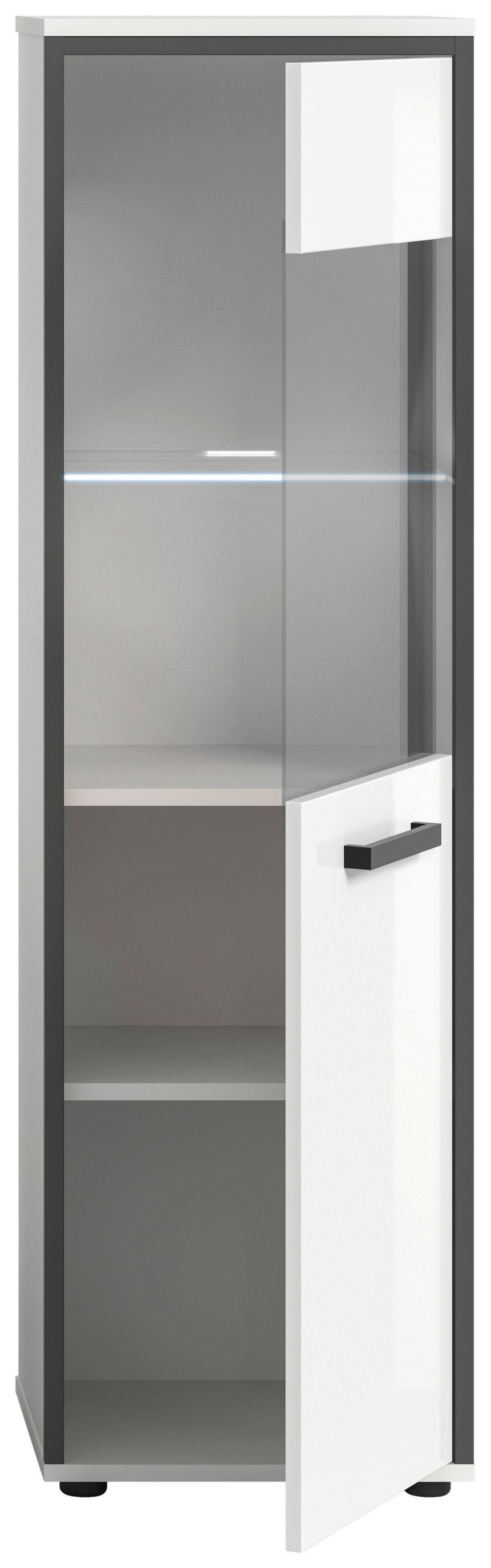 Midischrank Kojak, Weiß Hochglanz B: 40 Cm - Weiß Hochglanz/Schwarz, MODERN, Holzwerkstoff (40/139/34cm) - MID.YOU