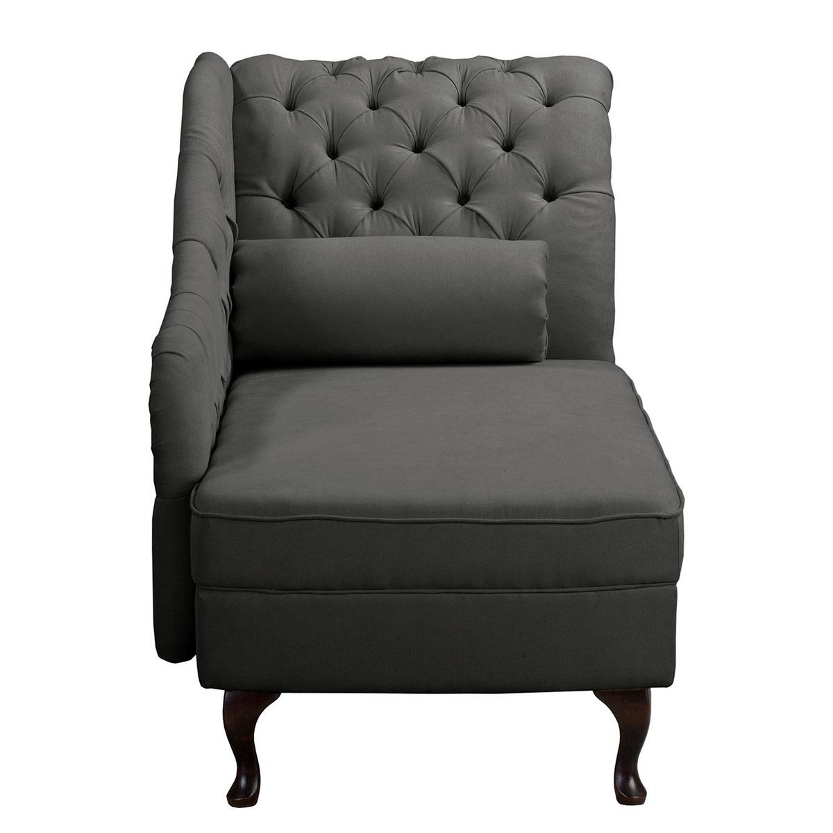 Récamiere Pako Dunkelgrau B: 185cm - Dunkelgrau/Braun, Design, Textil (185/93/75cm) - Livetastic