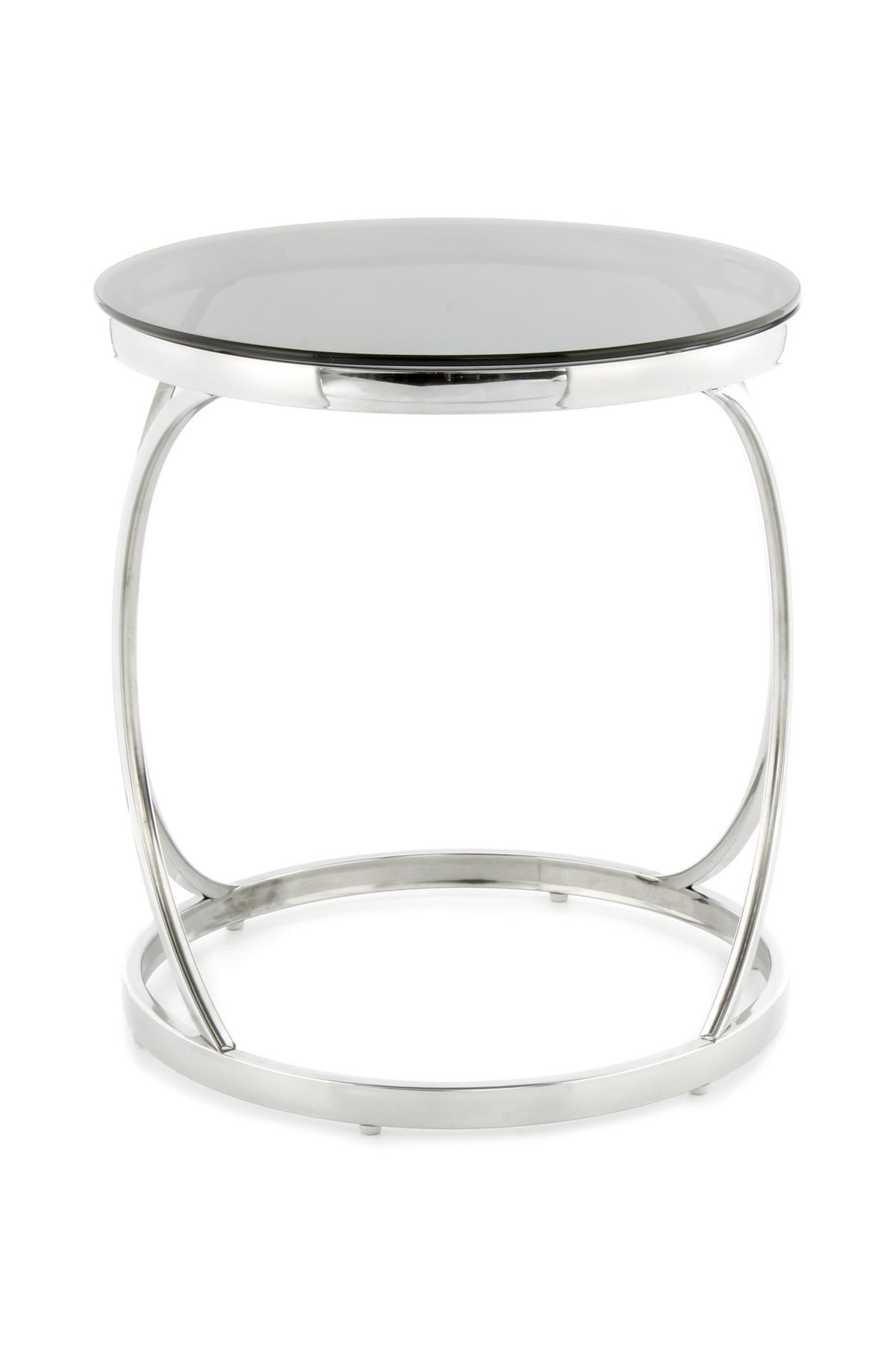 Beistellitsch mit Glasplatte Weyda, Silber/Schwarz - Silberfarben/Schwarz, Basics, Glas/Metall (50/50/55cm) - Kayoom